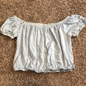 off the shoulder scrunchy top